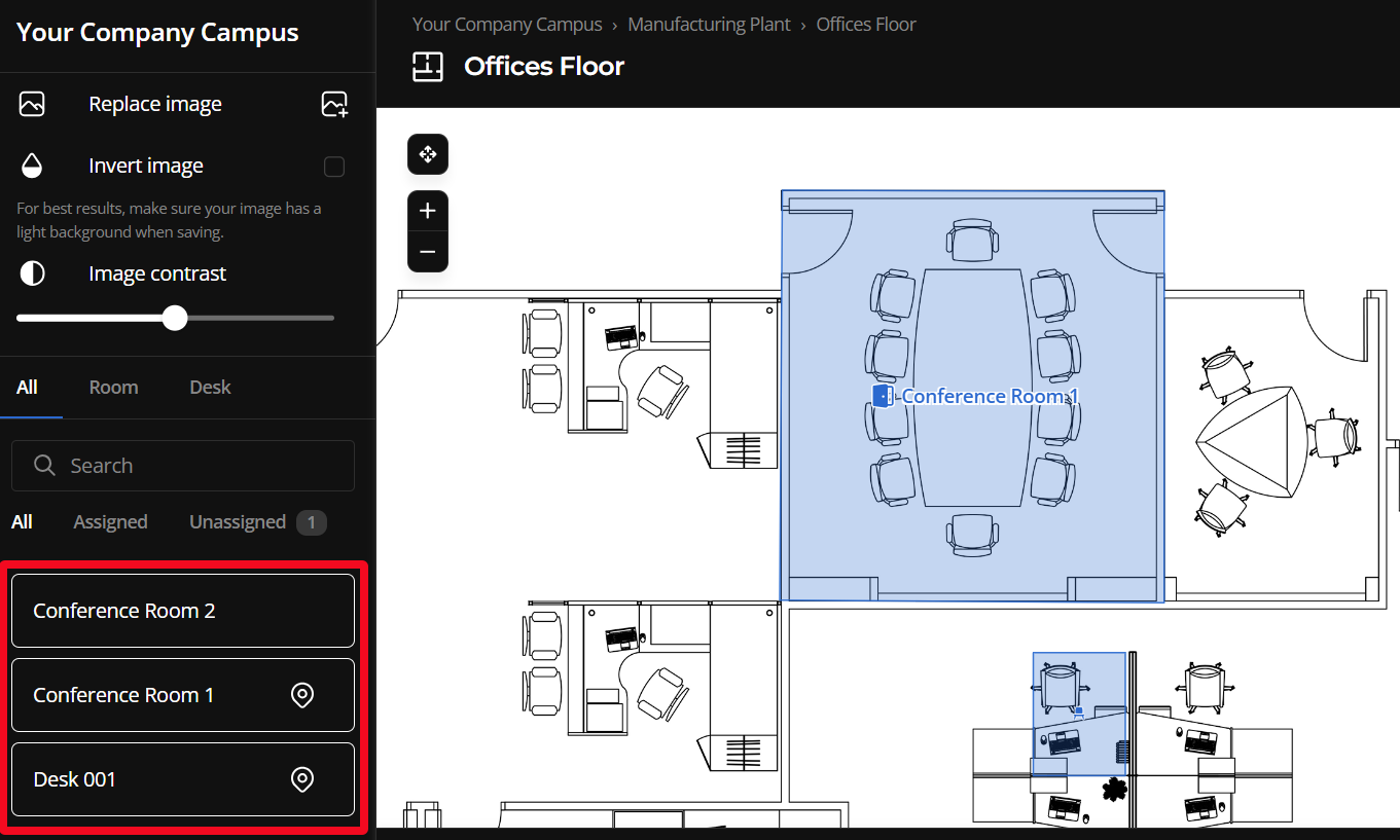 Conference rooms example map